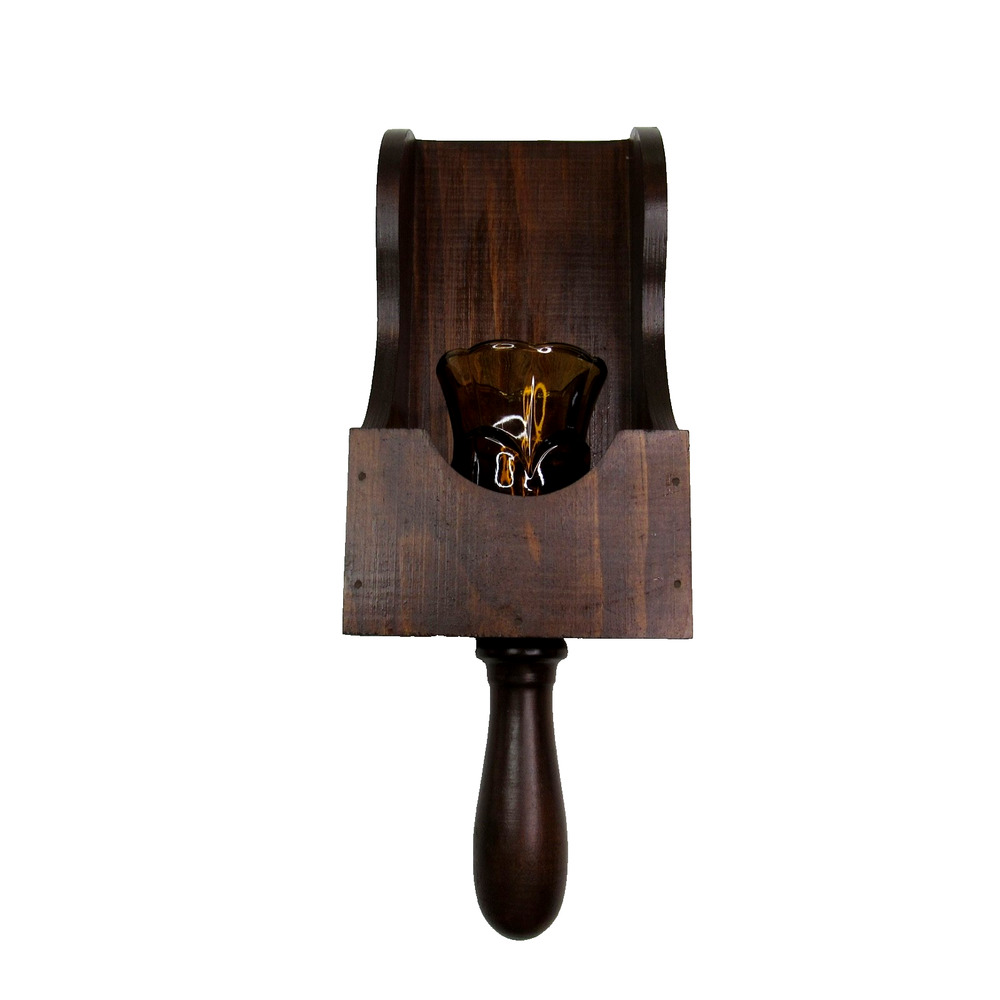 Vintage Wooden Wall Sconce Glass Amber Votive Rustic Colonial Primitive Decor